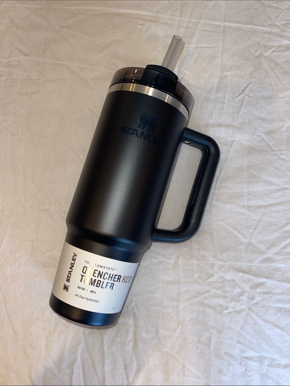 Stanley Matte Black Insulated Tumbler with Handle and Straw